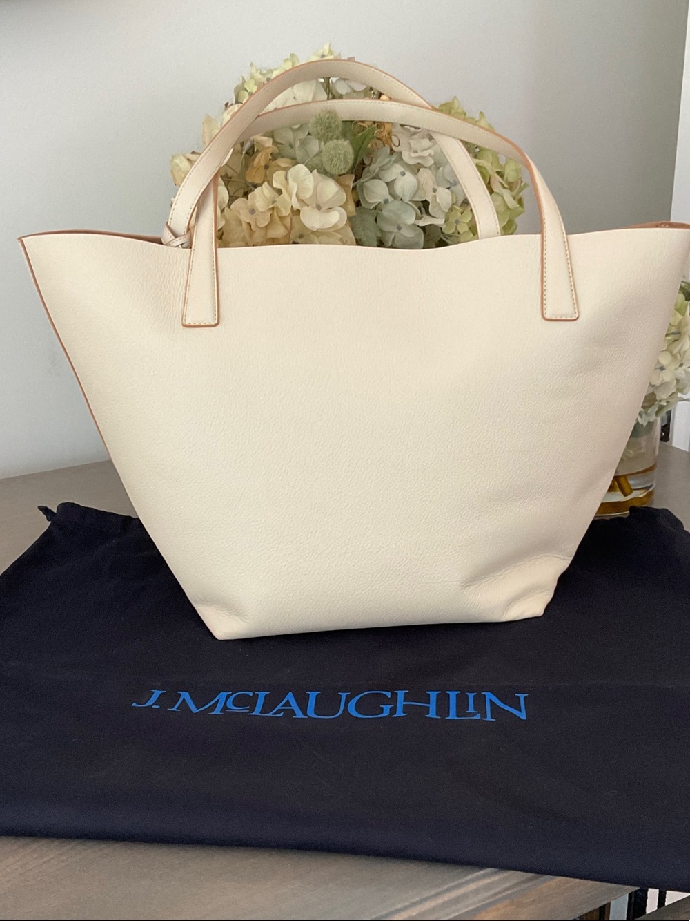 J. McLaughlin Vika Leather Tote - Bone